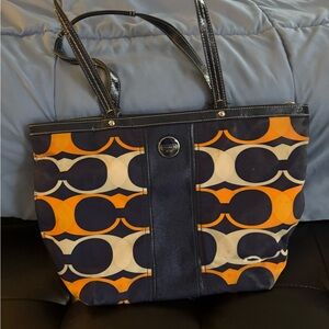 Coach Blue and Orange Graphic Tote